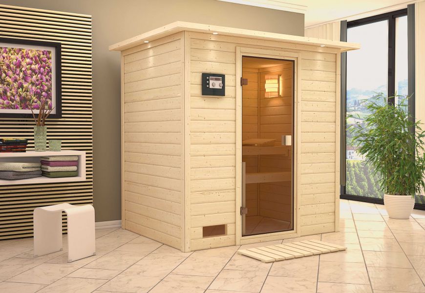 Karibu Massivholzsauna Ronja | 196 x146 cm | Wandstärke 38mm