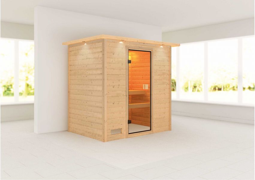 Karibu Massivholzsauna Ronja | 196 x146 cm | Wandstärke 38mm