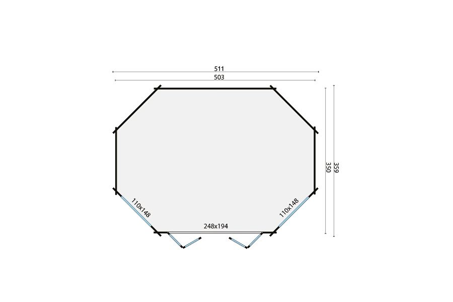 Grundriss 6 Eck 6 Eck Gartenhaus Gudrun 44mm 503x360cm