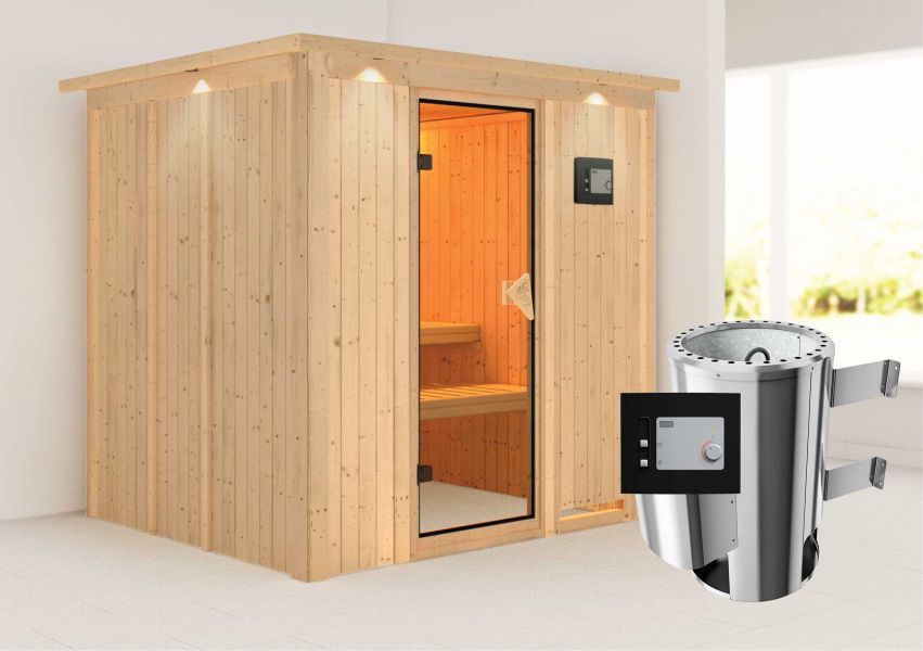 Karibu Systemsauna Daria | 210 x184 cm | Wandstärke 68mm | Sparset