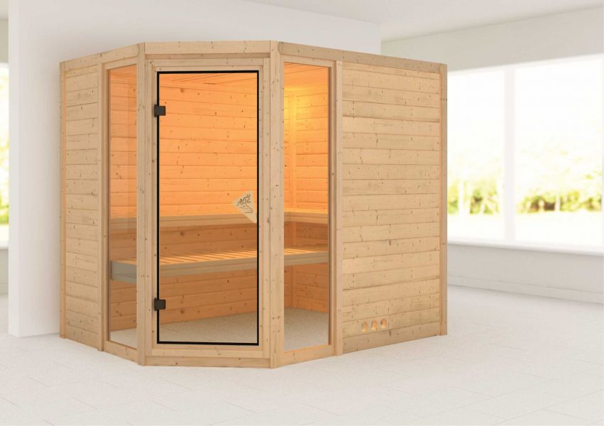 Karibu Massivholzsauna Sinai 236x184 cm | Wandstärke 40mm