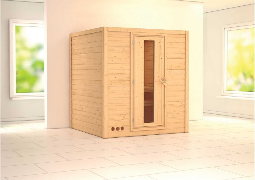 Karibu Massivholzsauna Mojave 196x196 cm | Wandstärke 40mm
