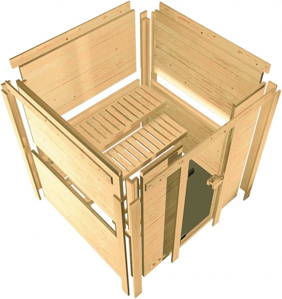 Karibu Massivholzsauna Mojave 196x196 cm | Wandstärke 40mm