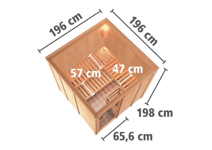 Karibu Systemsauna Rodin 196x196 cm | Wandstärke 68mm