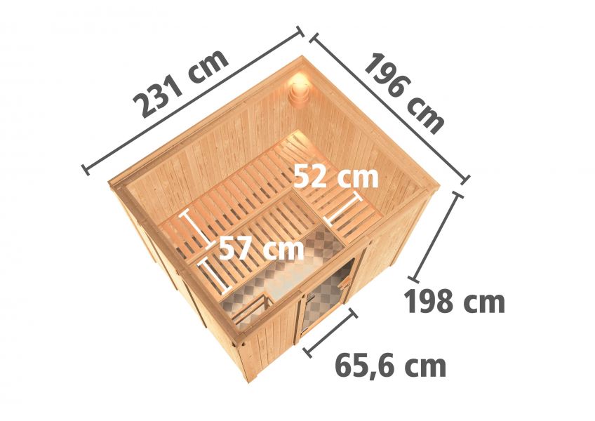 Karibu Systemsauna Gobin 231x196 cm | Wandstärke 68mm