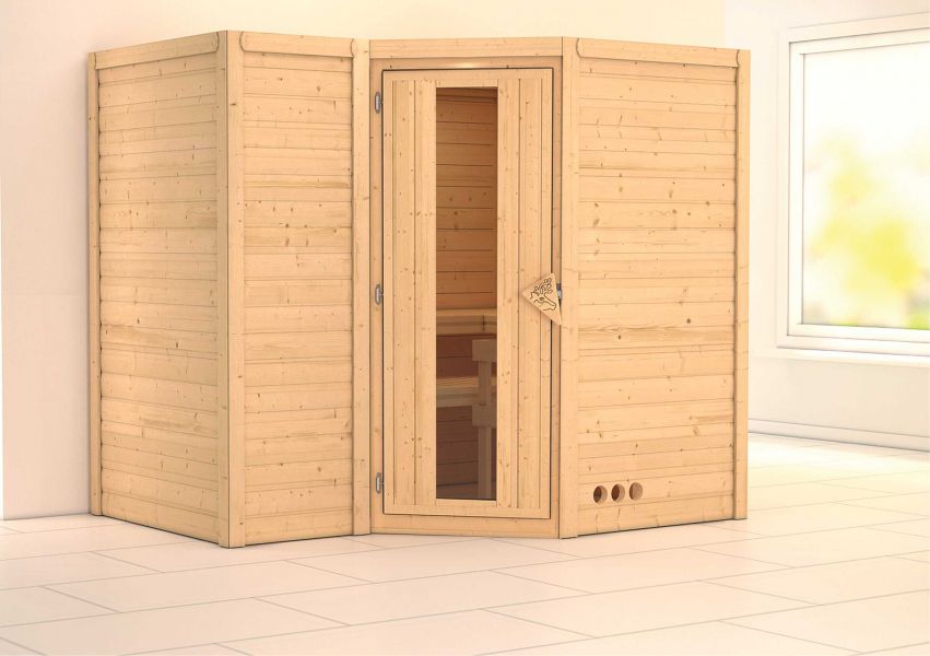 Karibu Massivholzsauna Sahib 2 | 236x184 cm | Wandstärke 40mm