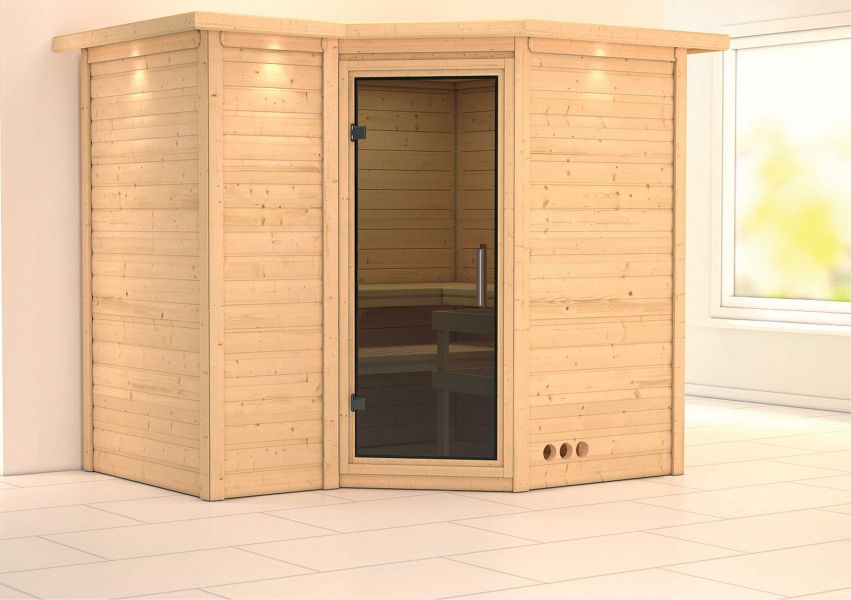Karibu Massivholzsauna Sahib 2 | 236x184 cm | Wandstärke 40mm