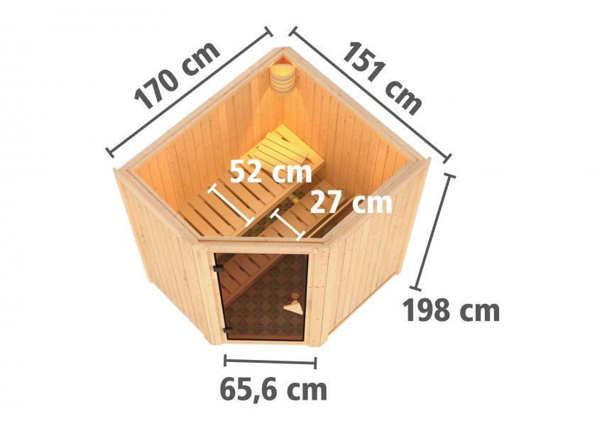 Karibu Systemsauna Taurin 170x151 cm | Wandstärke 68mm