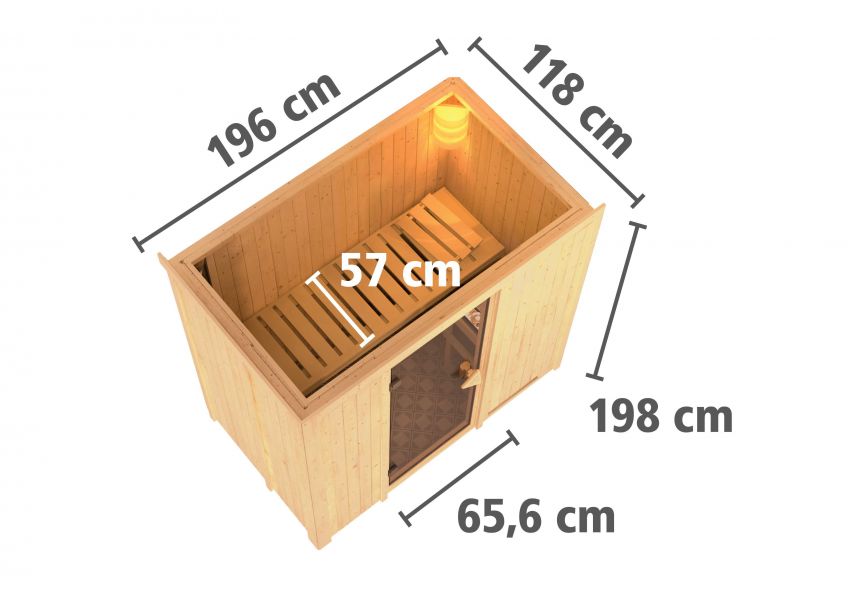 Karibu Systemsauna Variado 196x118 cm | Wandstärke 68mm