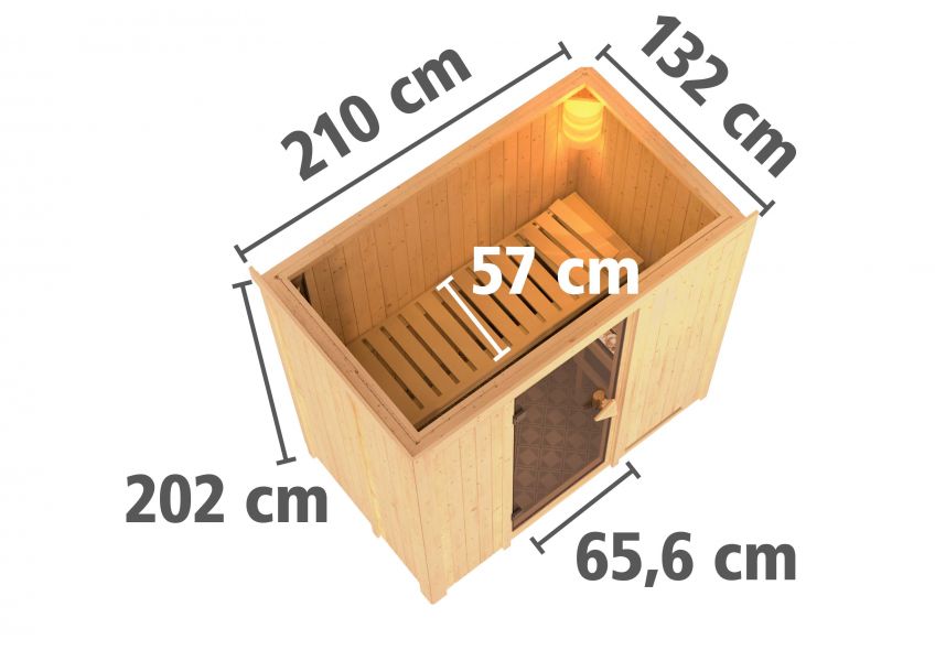 Karibu Systemsauna Variado 210x132 cm | Wandstärke 68mm | Sparset