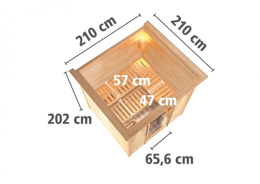 Karibu Systemsauna Rodin 196x196 cm | Wandstärke 68mm