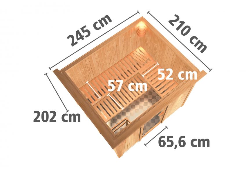 Karibu Systemsauna Gobin 231x196 cm | Wandstärke 68mm