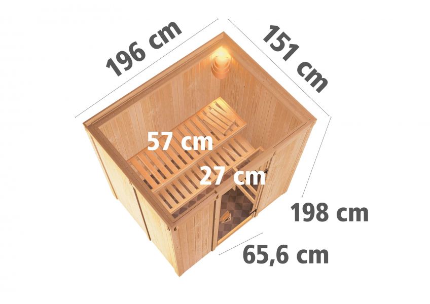 Karibu Systemsauna Fanja | 196 x151 cm | Wandstärke 68mm