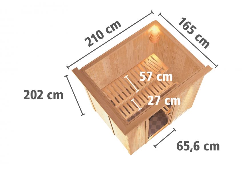 Karibu Systemsauna Fanja | 196 x151 cm | Wandstärke 68mm