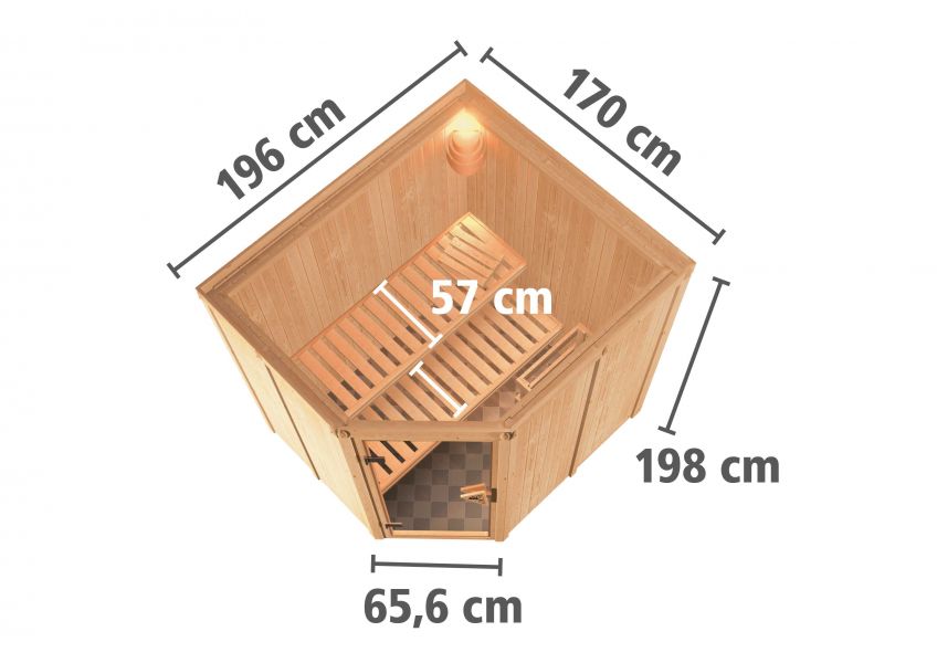 Karibu Systemsauna Lilja | 196 x170 cm | Wandstärke 68mm
