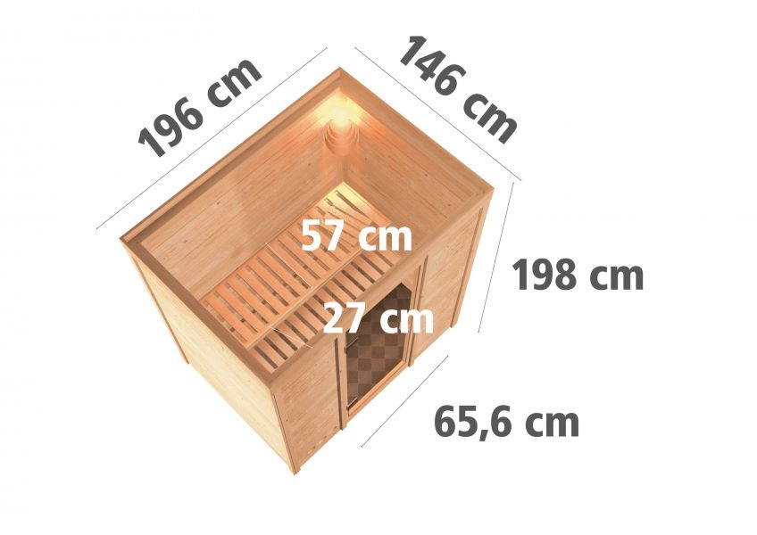 Karibu Massivholzsauna Ronja | 196 x146 cm | Wandstärke 38mm