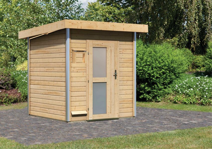 Karibu Massivholzsauna Saunahaus Torge 196x196 cm | Wandstärke 38mm