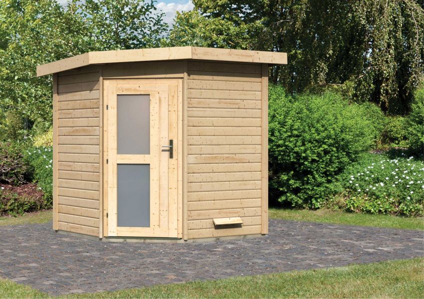 Karibu Massivholzsauna Saunahaus Pekka 196x196 cm | Wandstärke 38mm