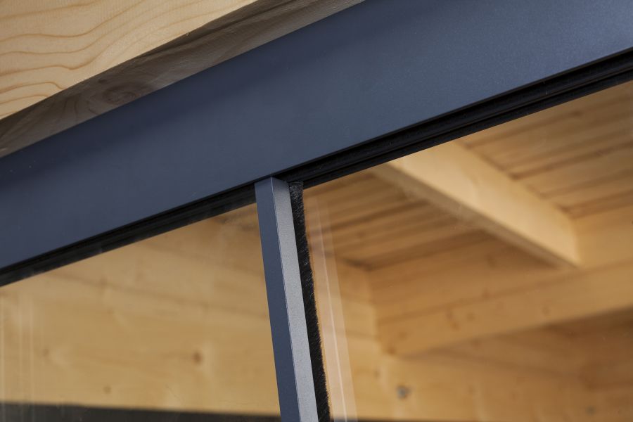 Glasschiebewand bodenschiene Führung oben