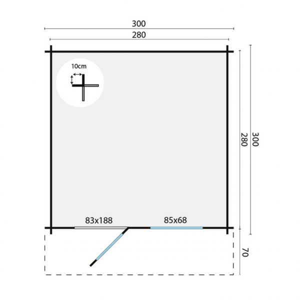 Grundrisss Gartenhaus Bo300x300+70cm