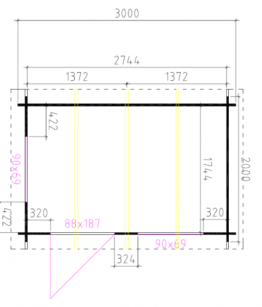 Grundriss Gartenhaus Quintin 300x200cm