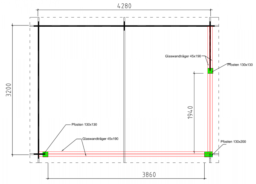 Grundriss Gartenhaus Cenk 28mm Aussensitzplatz 468x340cm