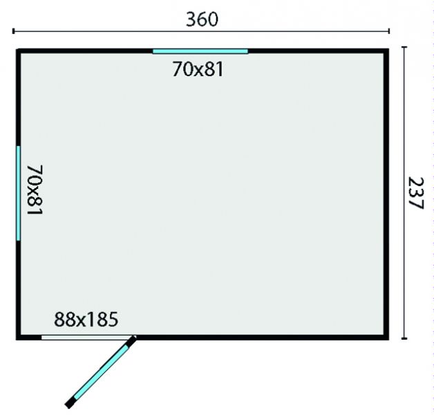 Grundriss Bauwagen 360 Joey 360x240cm