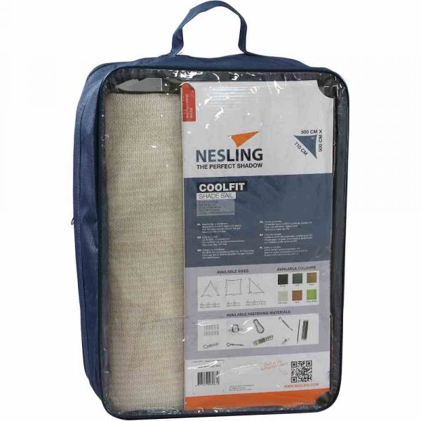 Nesling 90° Coolfit Sonnensegel 3-Eck 500x500x570 cm Altweiss