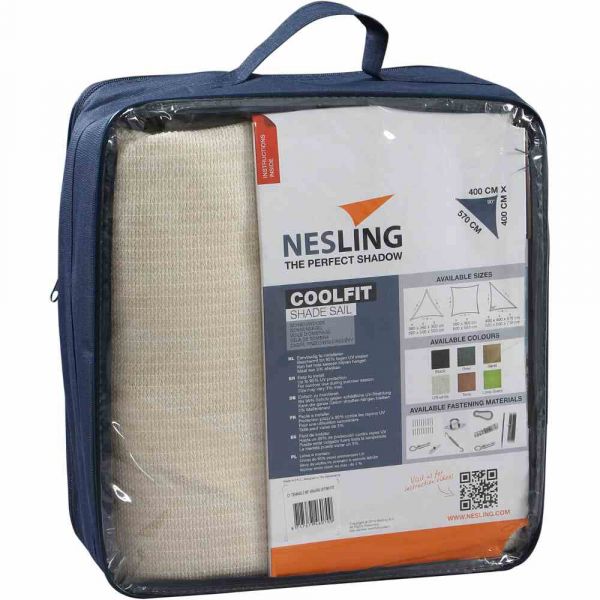 Nesling 90° Coolfit Sonnensegel 3-Eck 400x400x570 cm Altweiss