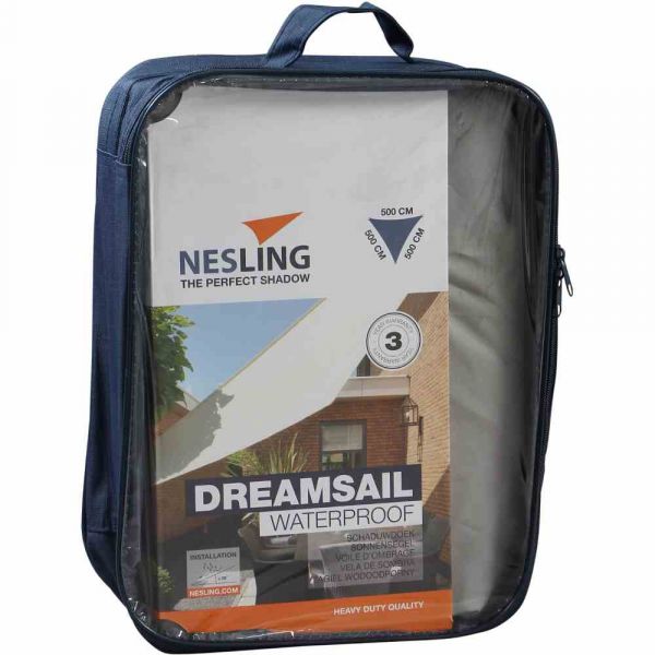 Nesling Dreamsail Sonnensegel 3-Eck Grau 500x500x500 cm Wasserdicht