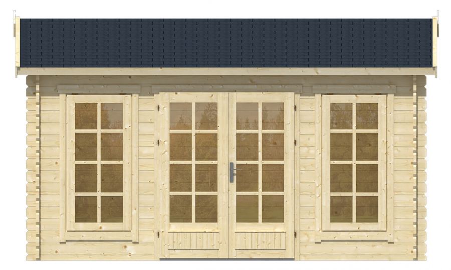Ansicht Frontseite Gartenhaus Arne 28mm 450x350cm