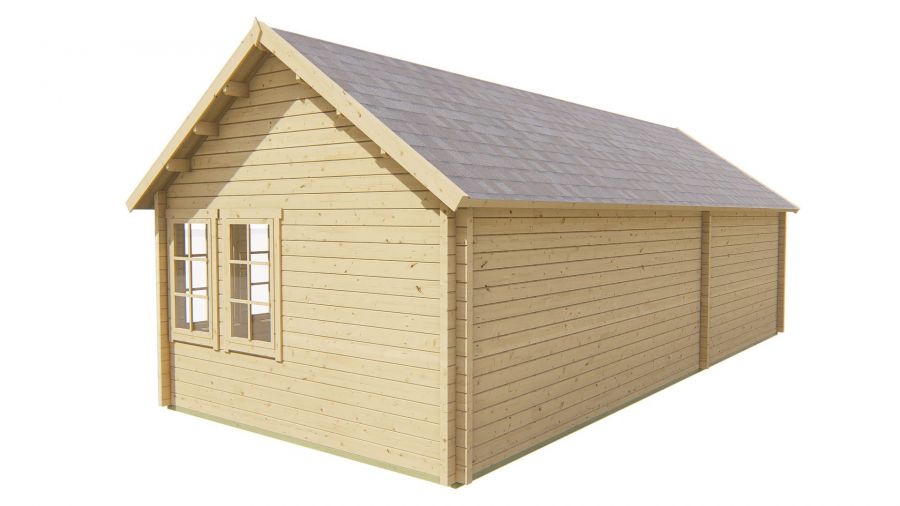 Seitliche Ansicht von Hinten Gartenhaus Big Lauren 70mm 930x400cm