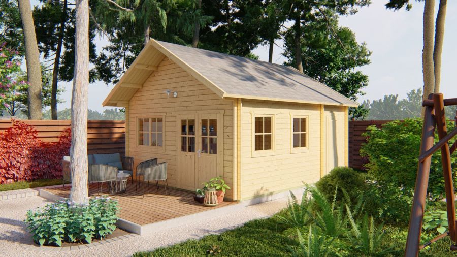 Gartenhaus Blockhaus Berlin 44mm 490x600cm