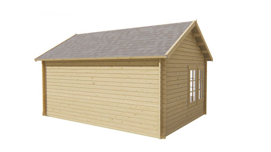 Seitliche Ansicht von Hinten Gartenhaus Clockhouse 44mm 550x400cm