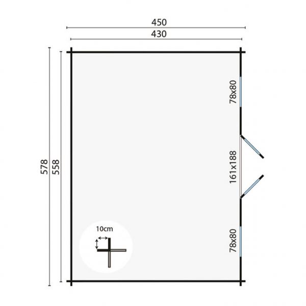 Grundriss Gartenhaus Dianne 40mm 578x450cm