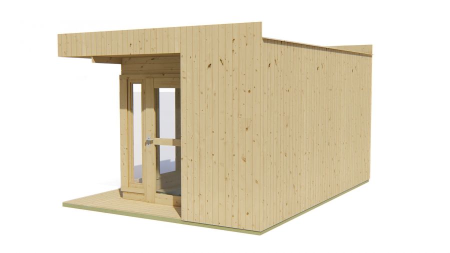 Seitliche Ansicht von Hinten Gartenhaus Elin 19mm 477x351cm