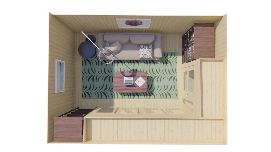 Draufsicht Gartenhaus Elin 19mm 477x351cm