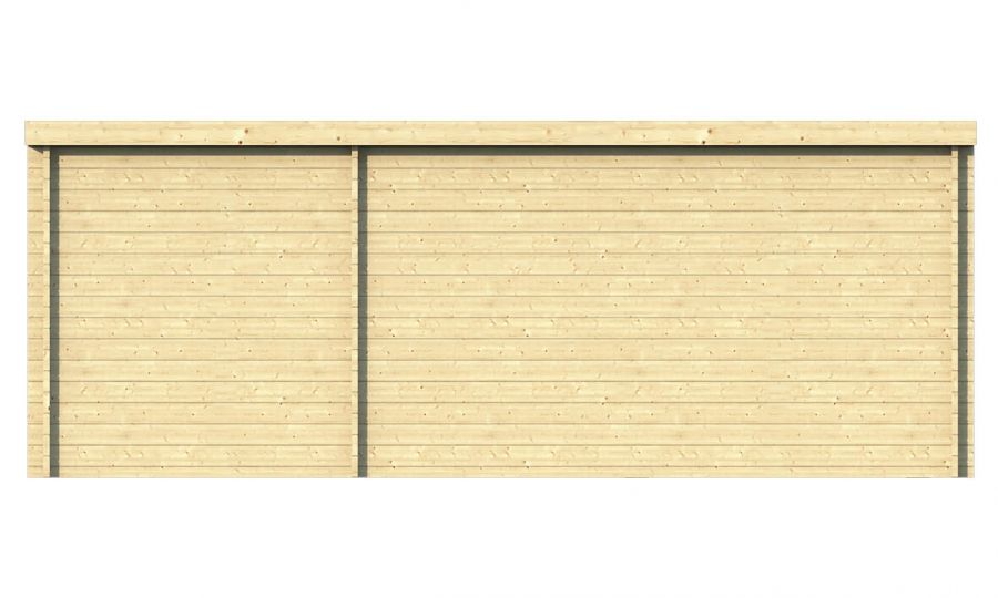 Ansicht Rückseite Gartenhaus Flow 40mm 595x400cm