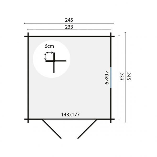 Grundriss Gartenhaus Gerätehaus Valery 19mm 245x245cm