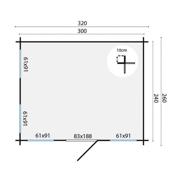 Grundriss Gartenhaus Idonea 320x260cm