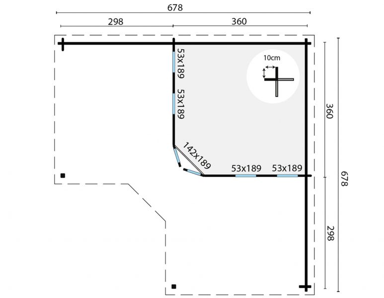 Grundriss Gartenhaus Jutka 44mm 678x3678cm