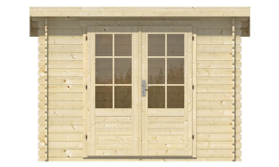 Ansicht Frontseite Gartenhaus Kris 28mm 290x200cm