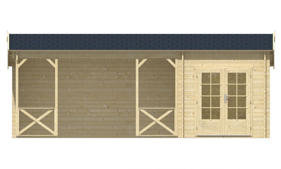Ansicht Frontseite Gartenhaus Kukka 40mm 700x350cm