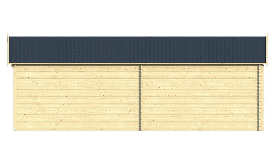 Ansicht Rückseite Gartenhaus Kwaspa 44mm 800x400cm
