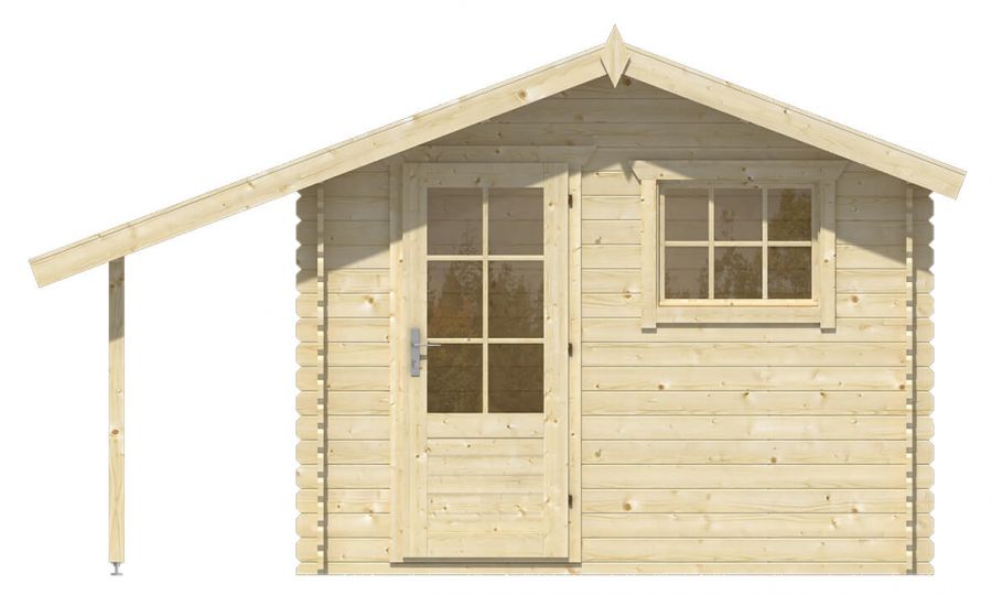 Ansicht Frontseite Gartenhaus Lars 28mm 420x260cm