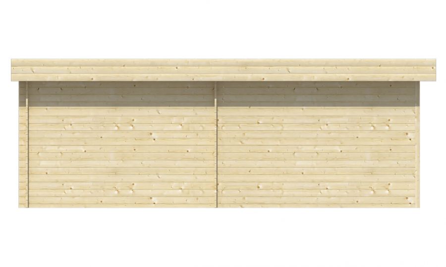 Ansicht Rückseite Gartenhaus Maja 28mm 640x240cm