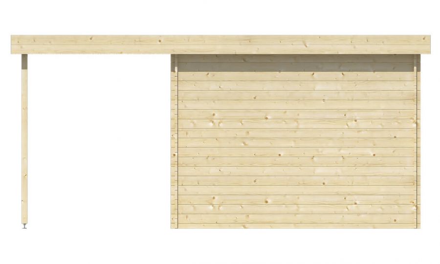 Ansicht Rückseite Gartenhaus Middelmodern 28mm 500x200cm