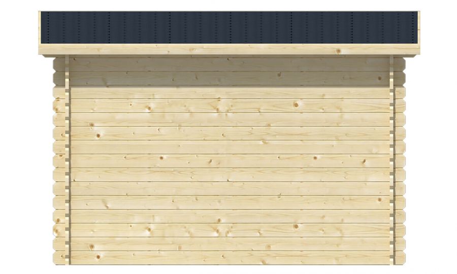 Ansicht Rückseite Gartenhaus Mila 28mm 290x260cm