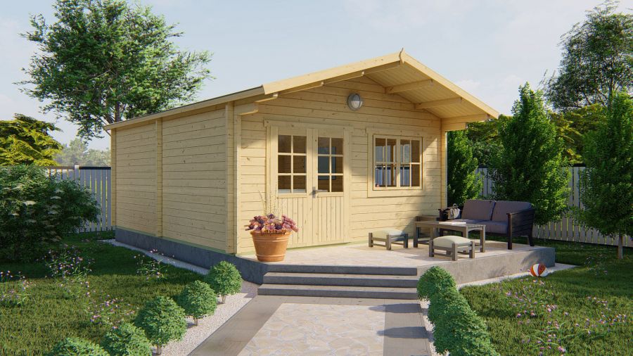 Gartenhaus Niedersachsen 70mm 500x598+115cm Vordach