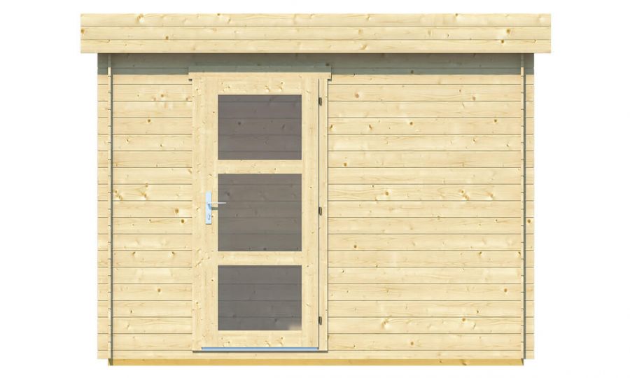 Ansicht Frontseite Gartenhaus Novalie 19mm 300x200cm